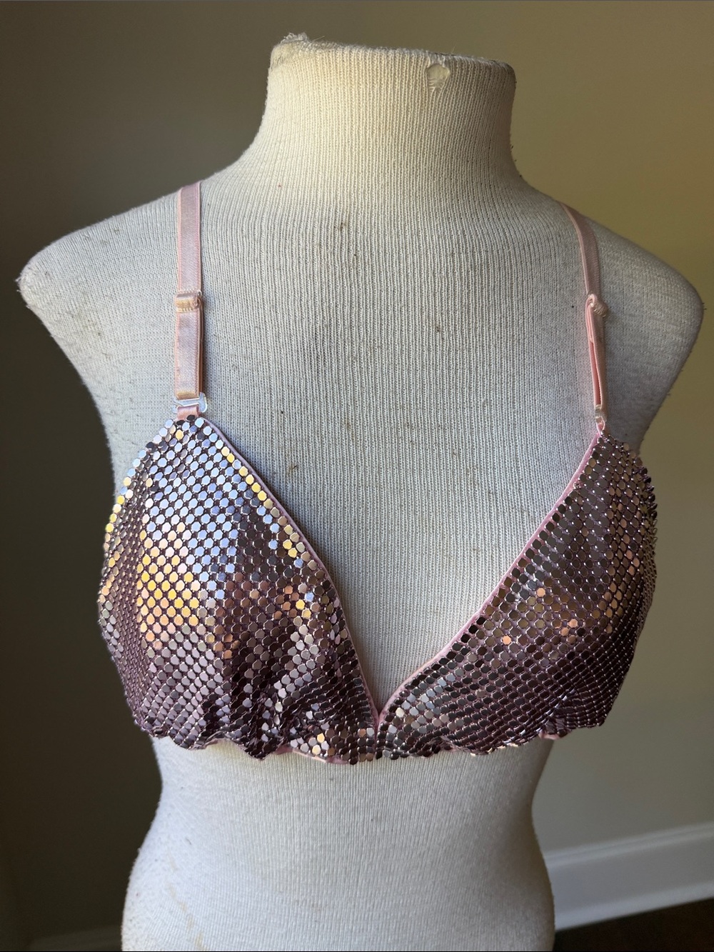 Sequin Triangle Bralette in Rose Gold